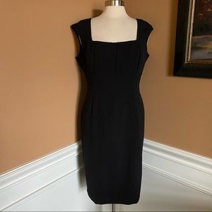 Calvin Klein black square neck sheath career church 12